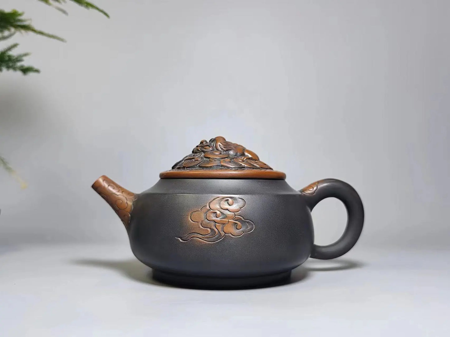 Jianshui Handmade QI Lin Carving Zhou Pan Tea Pot(Not Yixing Zisha) Kung Fu Tea Set Drinkware Tea Ceremony