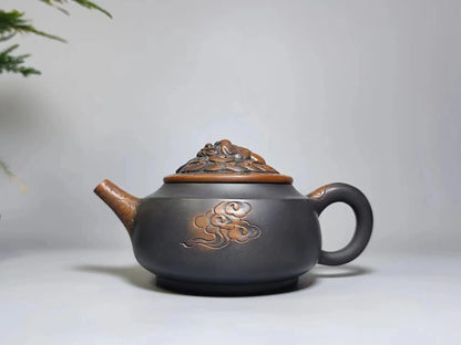 Jianshui Handmade QI Lin Carving Zhou Pan Tea Pot(Not Yixing Zisha) Kung Fu Tea Set Drinkware Tea Ceremony