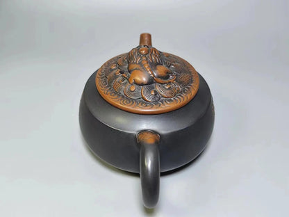 Jianshui Handmade QI Lin Carving Zhou Pan Tea Pot(Not Yixing Zisha) Kung Fu Tea Set Drinkware Tea Ceremony