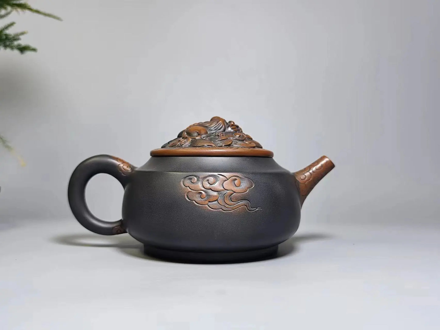 Jianshui Handmade QI Lin Carving Zhou Pan Tea Pot(Not Yixing Zisha) Kung Fu Tea Set Drinkware Tea Ceremony