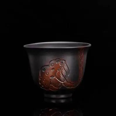 Jianshui-Handmade Relief Master Tea Cup, Ceramic Cup, Large Purple Pottery, Chinese Kungfu Teaset, Tea Accessories, Engraving