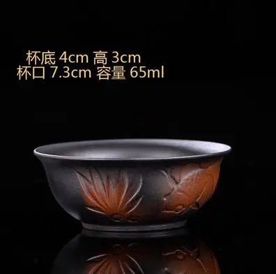 Jianshui-Handmade Relief Master Tea Cup, Ceramic Cup, Large Purple Pottery, Chinese Kungfu Teaset, Tea Accessories, Engraving