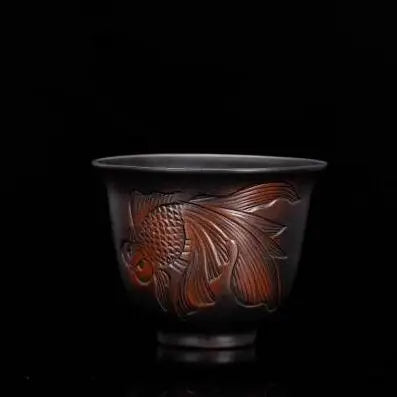 Jianshui-Handmade Relief Master Tea Cup, Ceramic Cup, Large Purple Pottery, Chinese Kungfu Teaset, Tea Accessories, Engraving