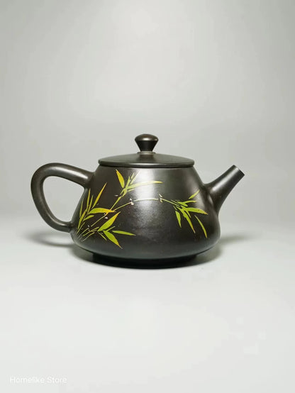 Jianshui Purple Clay Handmade Bamboo Color filling Tea Pot(Not Yixing Zisha) Kung Fu Tea Set Drinkware Tea Ceremony