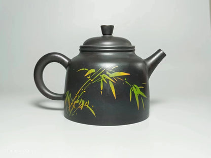 Jianshui Purple Clay Handmade Bamboo Color filling Tea Pot(Not Yixing Zisha) Kung Fu Tea Set Drinkware Tea Ceremony
