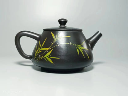 Jianshui Purple Clay Handmade Bamboo Color filling Tea Pot(Not Yixing Zisha) Kung Fu Tea Set Drinkware Tea Ceremony