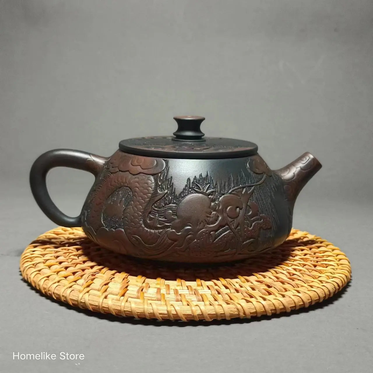 Jianshui Purple Clay Pure Handmade Dragon Carving filling Tea Pot(Not Yixing Zisha) Kung Fu Tea Set Drinkware Tea Ceremony