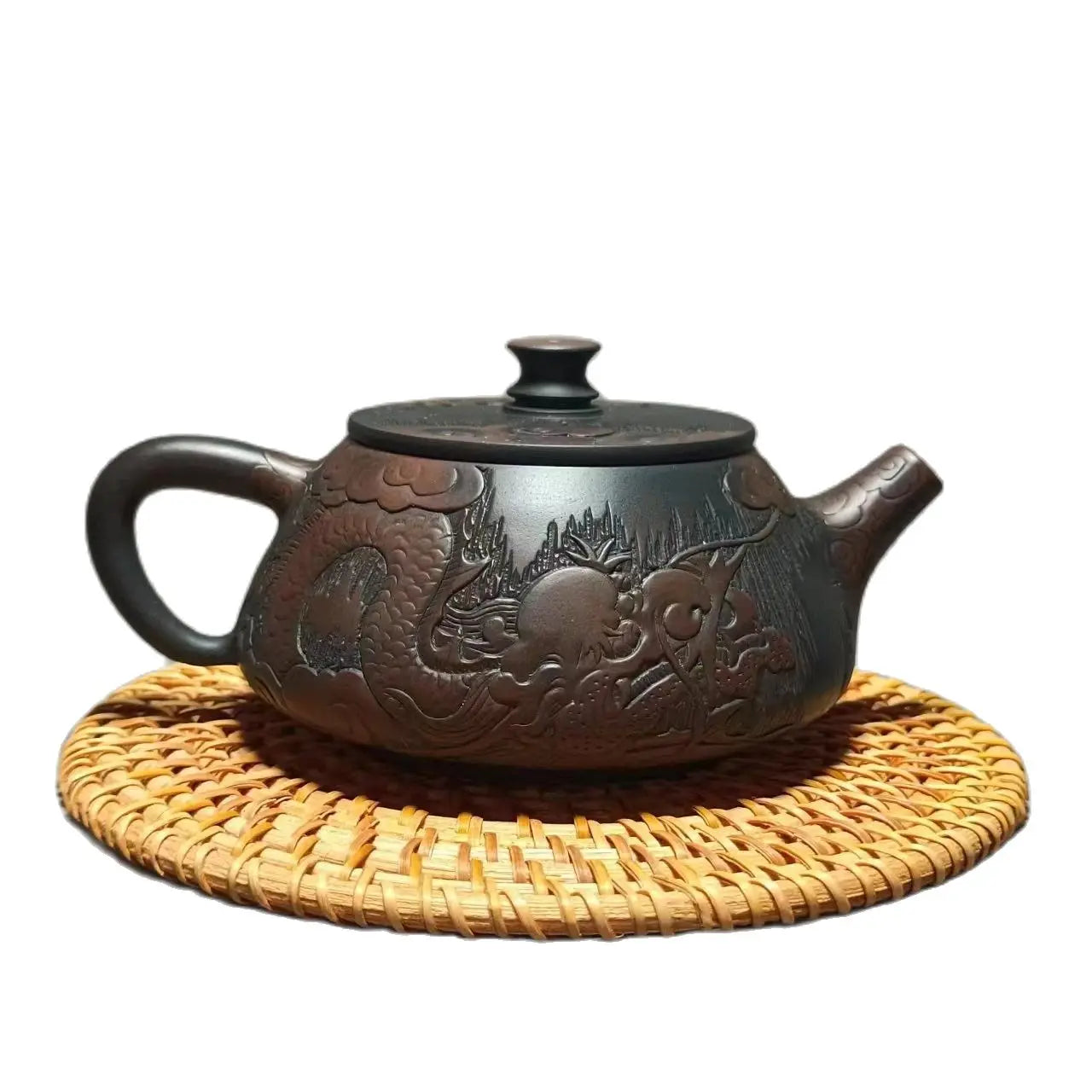 Jianshui Purple Clay Pure Handmade Dragon Carving filling Tea Pot(Not Yixing Zisha) Kung Fu Tea Set Drinkware Tea Ceremony