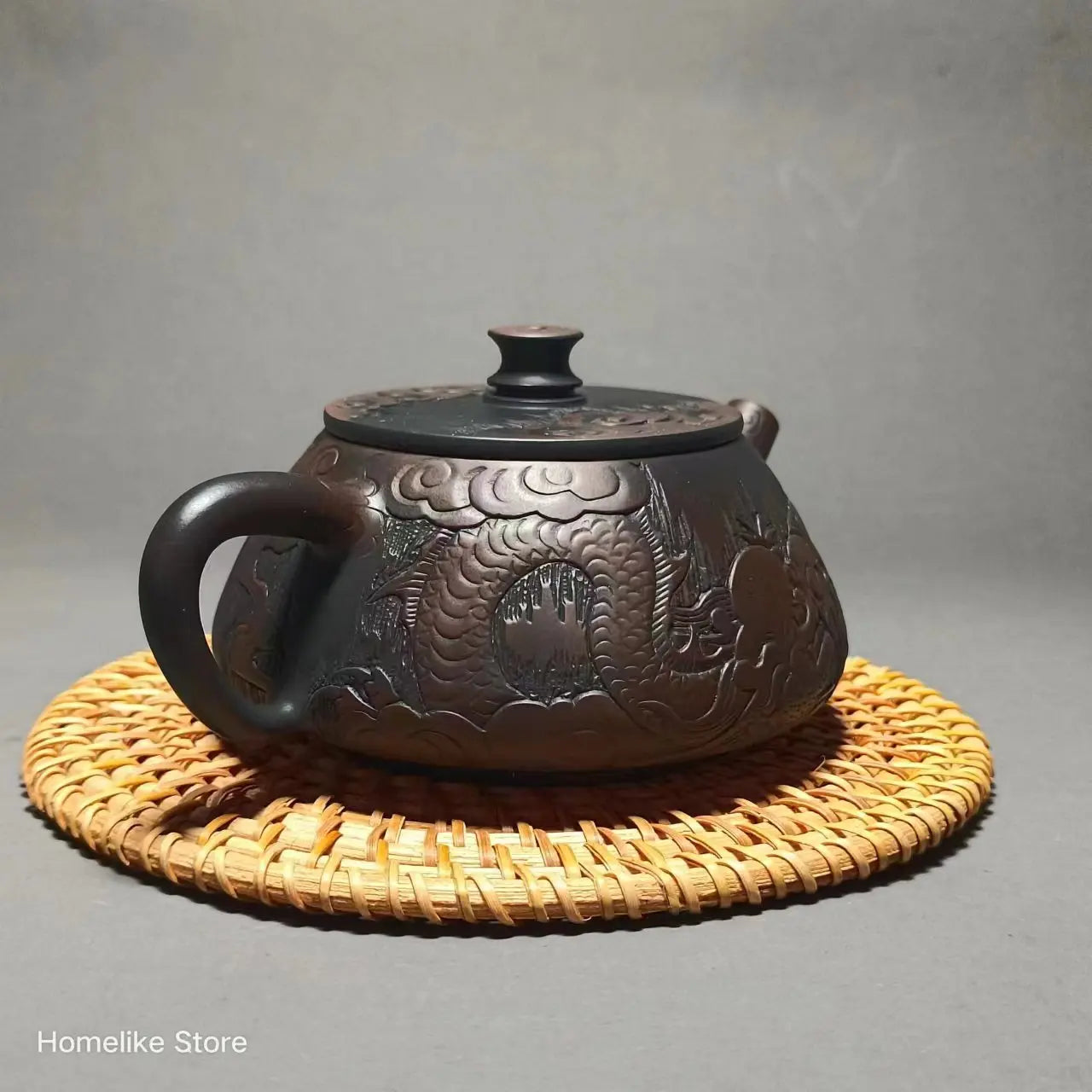 Jianshui Purple Clay Pure Handmade Dragon Carving filling Tea Pot(Not Yixing Zisha) Kung Fu Tea Set Drinkware Tea Ceremony