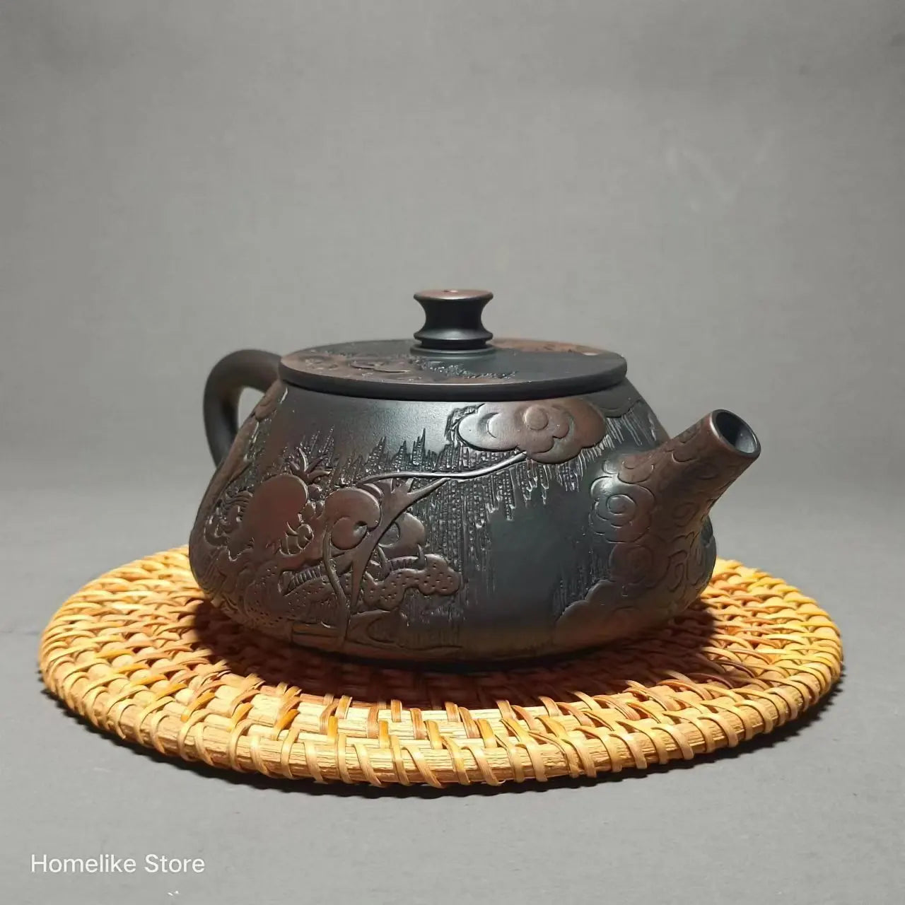 Jianshui Purple Clay Pure Handmade Dragon Carving filling Tea Pot(Not Yixing Zisha) Kung Fu Tea Set Drinkware Tea Ceremony