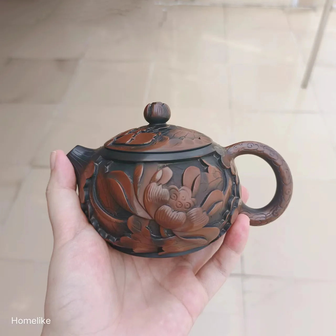 Jianshui Purple Clay Pure Handmade Lotus Xishi Full Carving Tea Pot(Not Yixing Zisha) Kung Fu Tea Set Drinkware Tea Ceremony