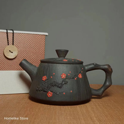 Jianshui Purple Clay Red Plum Tree  Pure Handmade Tea Pot(Not Yixing Zisha)  Ceramic  Kung Fu Tea Set Drinkware Tea Ceremony