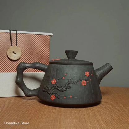 Jianshui Purple Clay Red Plum Tree  Pure Handmade Tea Pot(Not Yixing Zisha)  Ceramic  Kung Fu Tea Set Drinkware Tea Ceremony