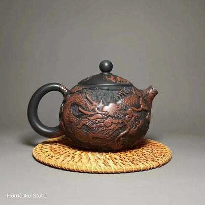 Jianshui Purple Clay (not Yixing )Handmade Dragon Carving Natural Material TeaPot Kettle Teaset Ceremony Tea Accessories