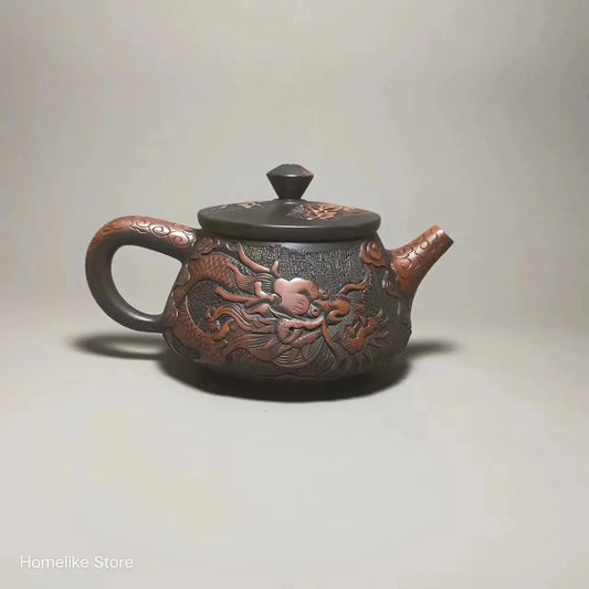 Jianshui Purple Clay (not Yixing )Handmade Dragon Carving Natural Material TeaPot Kettle Teaset Ceremony Tea Accessories