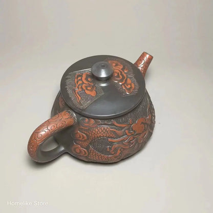 Jianshui Purple Clay (not Yixing )Handmade Dragon Carving Natural Material TeaPot Kettle Teaset Ceremony Tea Accessories