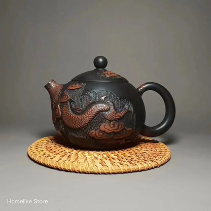 Jianshui Purple Clay (not Yixing )Handmade Dragon Carving Natural Material TeaPot Kettle Teaset Ceremony Tea Accessories