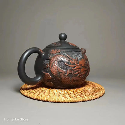 Jianshui Purple Clay (not Yixing )Handmade Dragon Carving Natural Material TeaPot Kettle Teaset Ceremony Tea Accessories