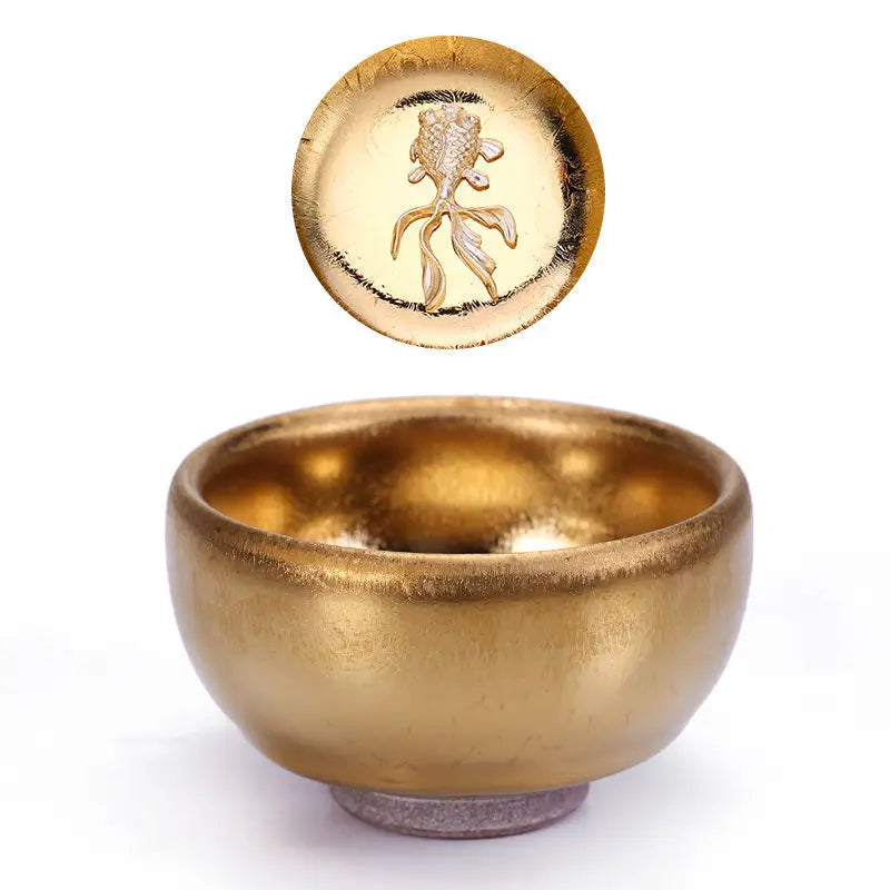 Jianzhan Ceramic Tea Cup Tenmoku Glazed Gilt Gold Inlaid Silver Dragon Teacup Pigmented Kung Fu Tea Bowl Pigmented Tea Set