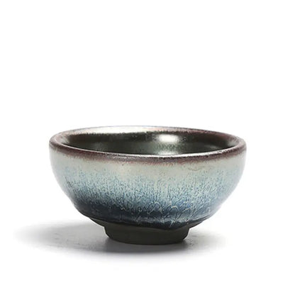Jianzhan Ceramic Tea Cup Tenmoku Glazed Gilt Gold Inlaid Silver Dragon Teacup Pigmented Kung Fu Tea Bowl Pigmented Tea Set