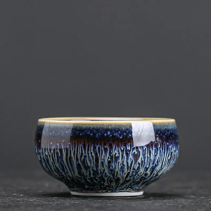 Jianzhan Ceramic Tea Cup Tenmoku Glazed Gilt Gold Inlaid Silver Dragon Teacup Pigmented Kung Fu Tea Bowl Pigmented Tea Set