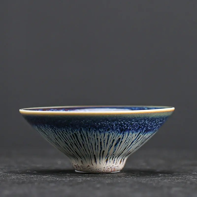 Jianzhan Ceramic Tea Cup Tenmoku Glazed Gilt Gold Inlaid Silver Dragon Teacup Pigmented Kung Fu Tea Bowl Pigmented Tea Set