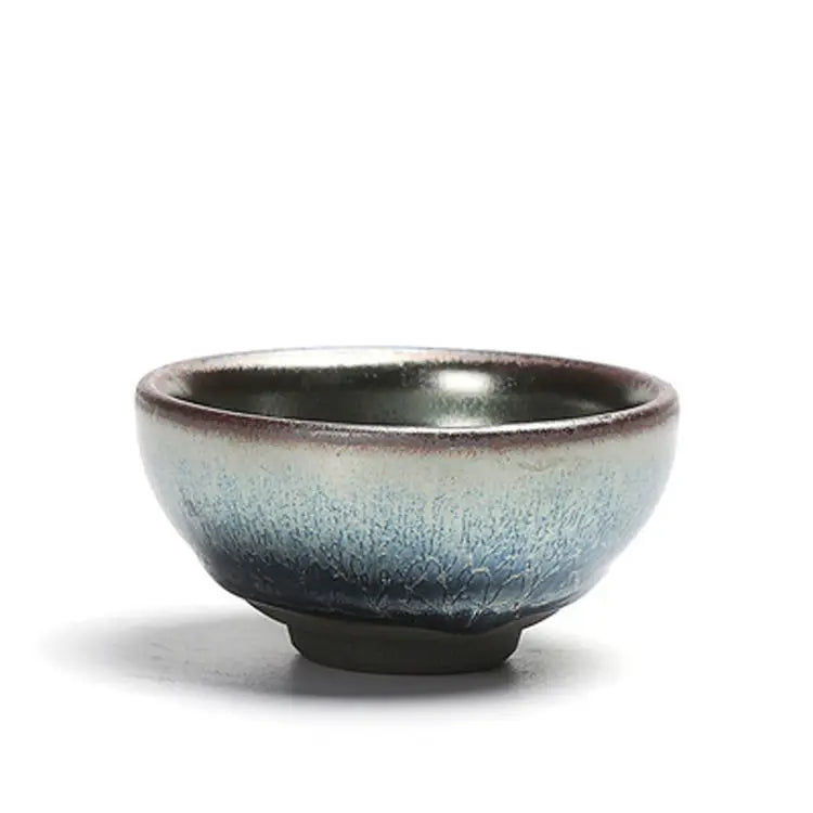 Jianzhan Ceramic Tea Cup Tenmoku Glazed Gilt Gold Inlaid Silver Dragon Teacup Pigmented Kung Fu Tea Bowl Pigmented Tea Set