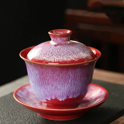 Jianzhan Tea Cup Porcelain Gaiwan Saucer Exquisite Starry Sky Glazed Ceramic Gaiwan Kiln Transformation Cover Bowl Soup With Lid
