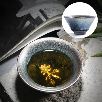 Jianzhan Tea Cup Tianmu Glaze Inlaid Silver Tea Bowl Kung Fu Tea Set Kiln Ceramic Tea Cup Chinese Tea Set Exquisite Teacup Gift
