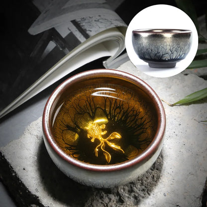 Jianzhan Tea Cup Tianmu Glaze Inlaid Silver Tea Bowl Kung Fu Tea Set Kiln Ceramic Tea Cup Chinese Tea Set Exquisite Teacup Gift