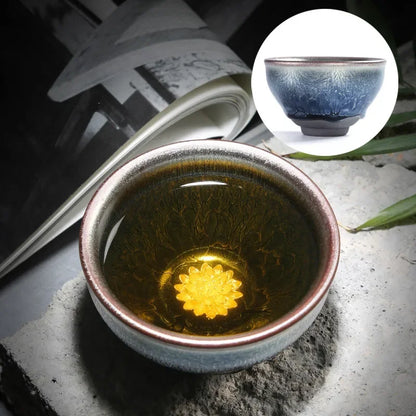 Jianzhan Tea Cup Tianmu Glaze Inlaid Silver Tea Bowl Kung Fu Tea Set Kiln Ceramic Tea Cup Chinese Tea Set Exquisite Teacup Gift
