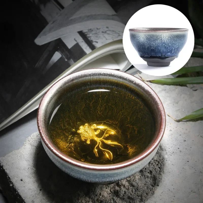 Jianzhan Tea Cup Tianmu Glaze Inlaid Silver Tea Bowl Kung Fu Tea Set Kiln Ceramic Tea Cup Chinese Tea Set Exquisite Teacup Gift
