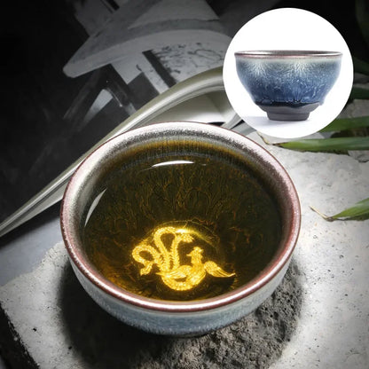 Jianzhan Tea Cup Tianmu Glaze Inlaid Silver Tea Bowl Kung Fu Tea Set Kiln Ceramic Tea Cup Chinese Tea Set Exquisite Teacup Gift