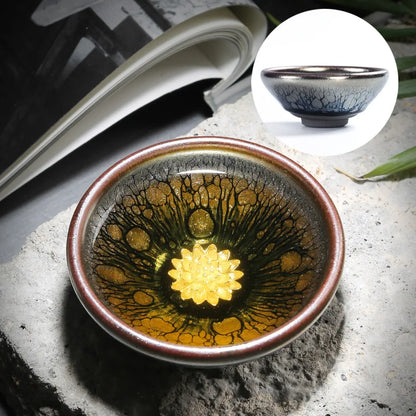 Jianzhan Tea Cup Tianmu Glaze Inlaid Silver Tea Bowl Kung Fu Tea Set Kiln Ceramic Tea Cup Chinese Tea Set Exquisite Teacup Gift