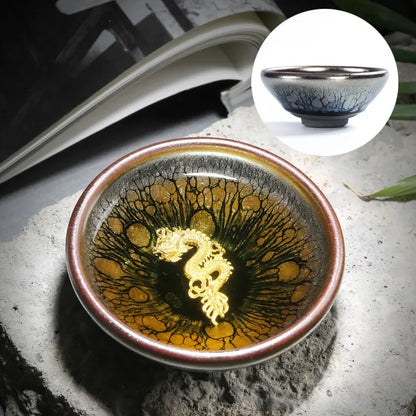 Jianzhan Tea Cup Tianmu Glaze Inlaid Silver Tea Bowl Kung Fu Tea Set Kiln Ceramic Tea Cup Chinese Tea Set Exquisite Teacup Gift