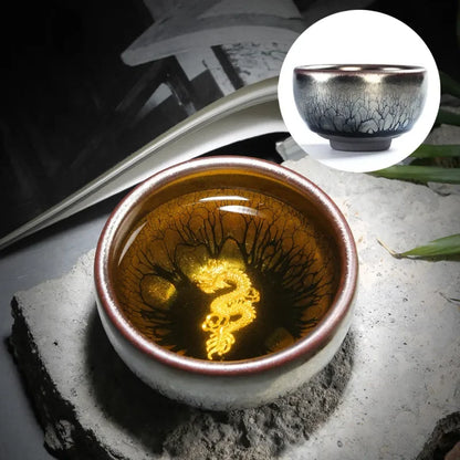 Jianzhan Tea Cup Tianmu Glaze Inlaid Silver Tea Bowl Kung Fu Tea Set Kiln Ceramic Tea Cup Chinese Tea Set Exquisite Teacup Gift