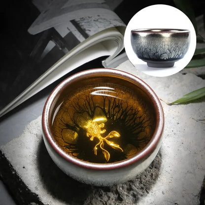 Jianzhan Tea Cup Tianmu Glaze Inlaid Silver Tea Bowl Kung Fu Tea Set Kiln Ceramic Tea Cup Chinese Tea Set Exquisite Teacup Gift