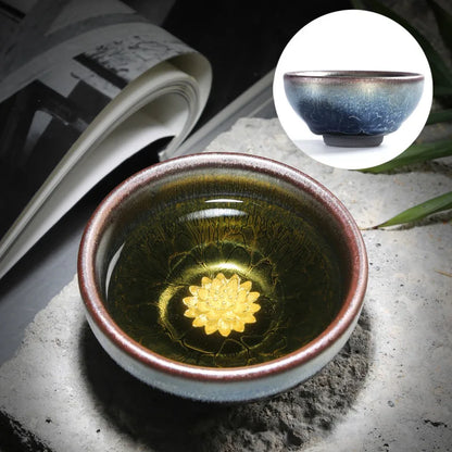 Jianzhan Tea Cup Tianmu Glaze Inlaid Silver Tea Bowl Kung Fu Tea Set Kiln Ceramic Tea Cup Chinese Tea Set Exquisite Teacup Gift