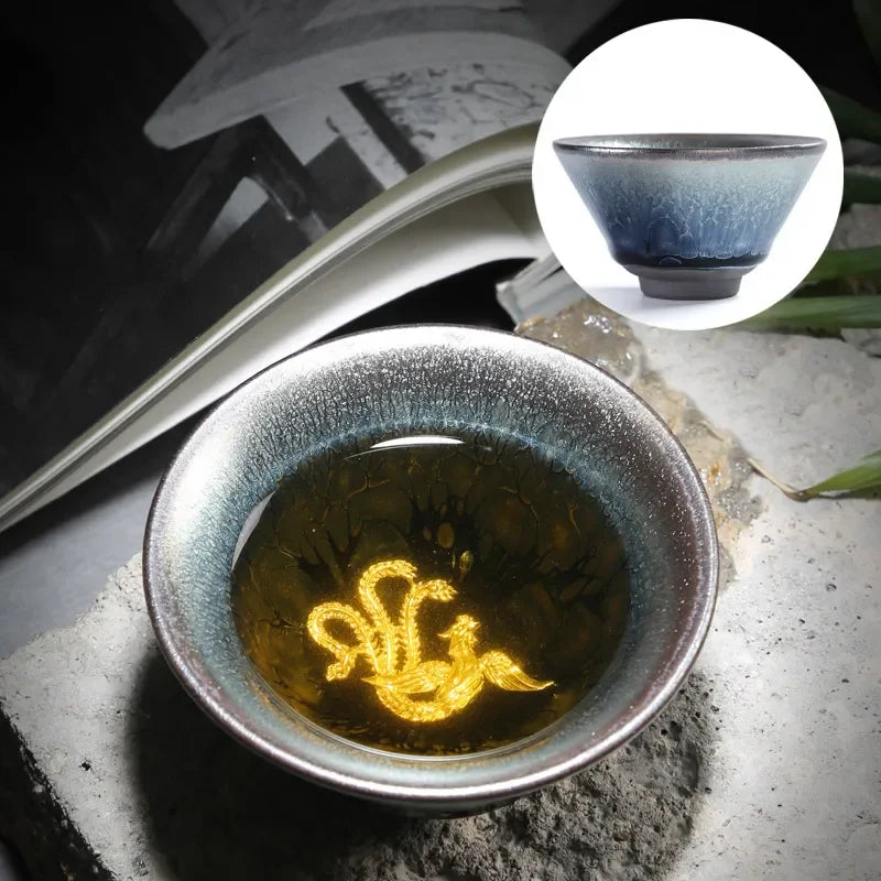 Jianzhan Tea Cup Tianmu Glaze Inlaid Silver Tea Bowl Kung Fu Tea Set Kiln Ceramic Tea Cup Chinese Tea Set Exquisite Teacup Gift