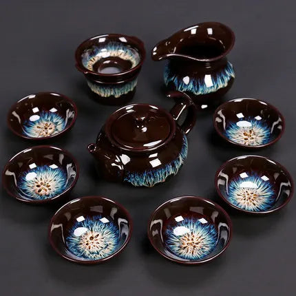 Jianzhan-Teapot and Cup Set, Household Set of Jianzhan Glaze Tea Teapot