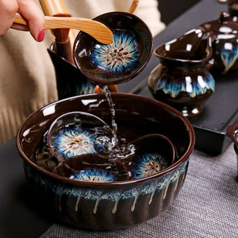Jianzhan-Teapot and Cup Set, Household Set of Jianzhan Glaze Tea Teapot