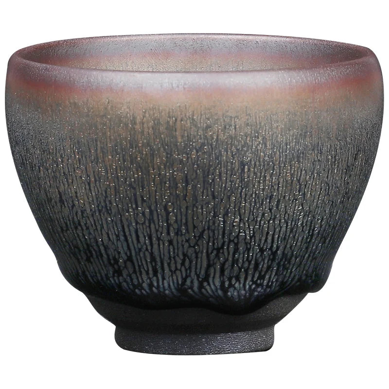 Jianzhan Temmoku Cup Famous Pure Handmade Yinhao Tea Cup Kung Fu Tea Set Master Cup Large Size Bamboo Hat Tea Cup