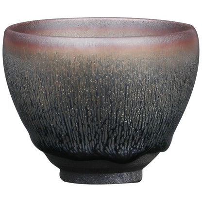 Jianzhan Temmoku Cup Famous Pure Handmade Yinhao Tea Cup Kung Fu Tea Set Master Cup Large Size Bamboo Hat Tea Cup