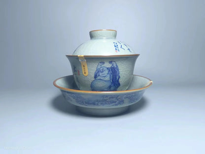 Jing De Zhen Antique Clay Buddhda Gaiwan Opening Pottery Tea Cup Set Teaware Bowl For Tea Ceremony Coffee Mugs River Teacup Zen