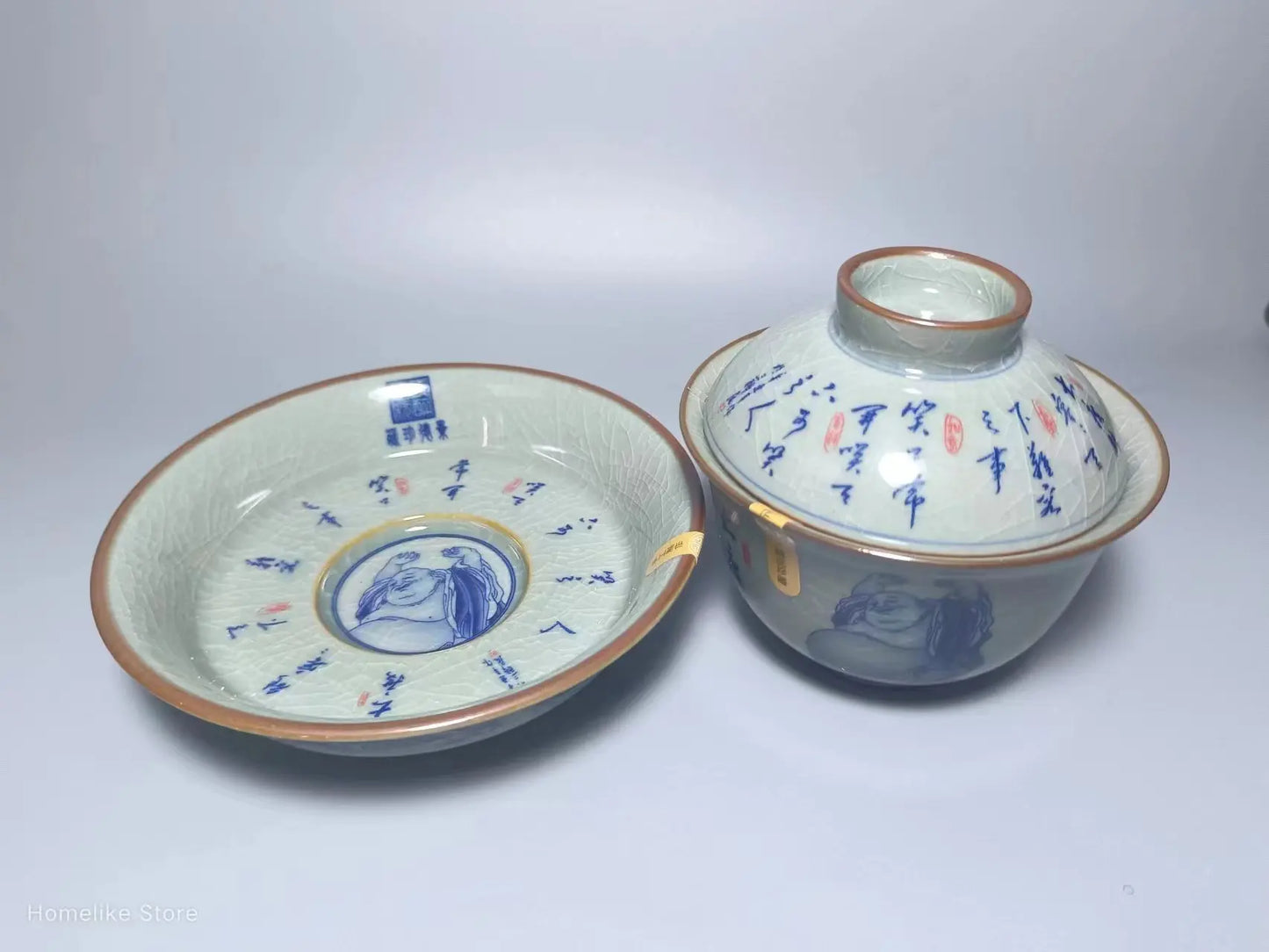 Jing De Zhen Antique Clay Buddhda Gaiwan Opening Pottery Tea Cup Set Teaware Bowl For Tea Ceremony Coffee Mugs River Teacup Zen