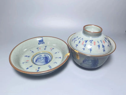 Jing De Zhen Antique Clay Buddhda Gaiwan Opening Pottery Tea Cup Set Teaware Bowl For Tea Ceremony Coffee Mugs River Teacup Zen