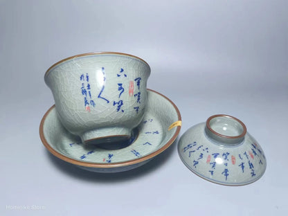 Jing De Zhen Antique Clay Buddhda Gaiwan Opening Pottery Tea Cup Set Teaware Bowl For Tea Ceremony Coffee Mugs River Teacup Zen