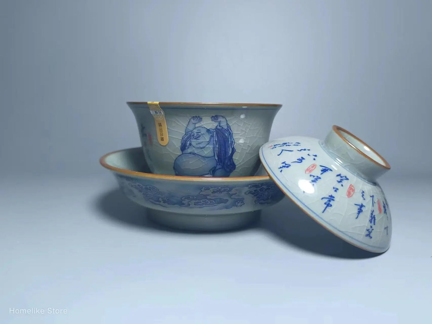 Jing De Zhen Antique Clay Buddhda Gaiwan Opening Pottery Tea Cup Set Teaware Bowl For Tea Ceremony Coffee Mugs River Teacup Zen