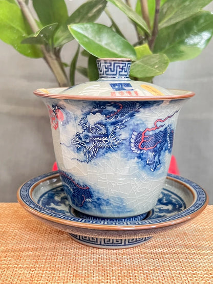 Jing De Zhen Antique Clay Dragon Gaiwan Opening Pottery Tea Cup Set Teaware Bowl For Tea Ceremony Coffee Mugs River Teacup Zen