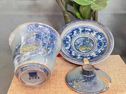 Jing De Zhen Antique Clay Dragon Gaiwan Opening Pottery Tea Cup Set Teaware Bowl For Tea Ceremony Coffee Mugs River Teacup Zen